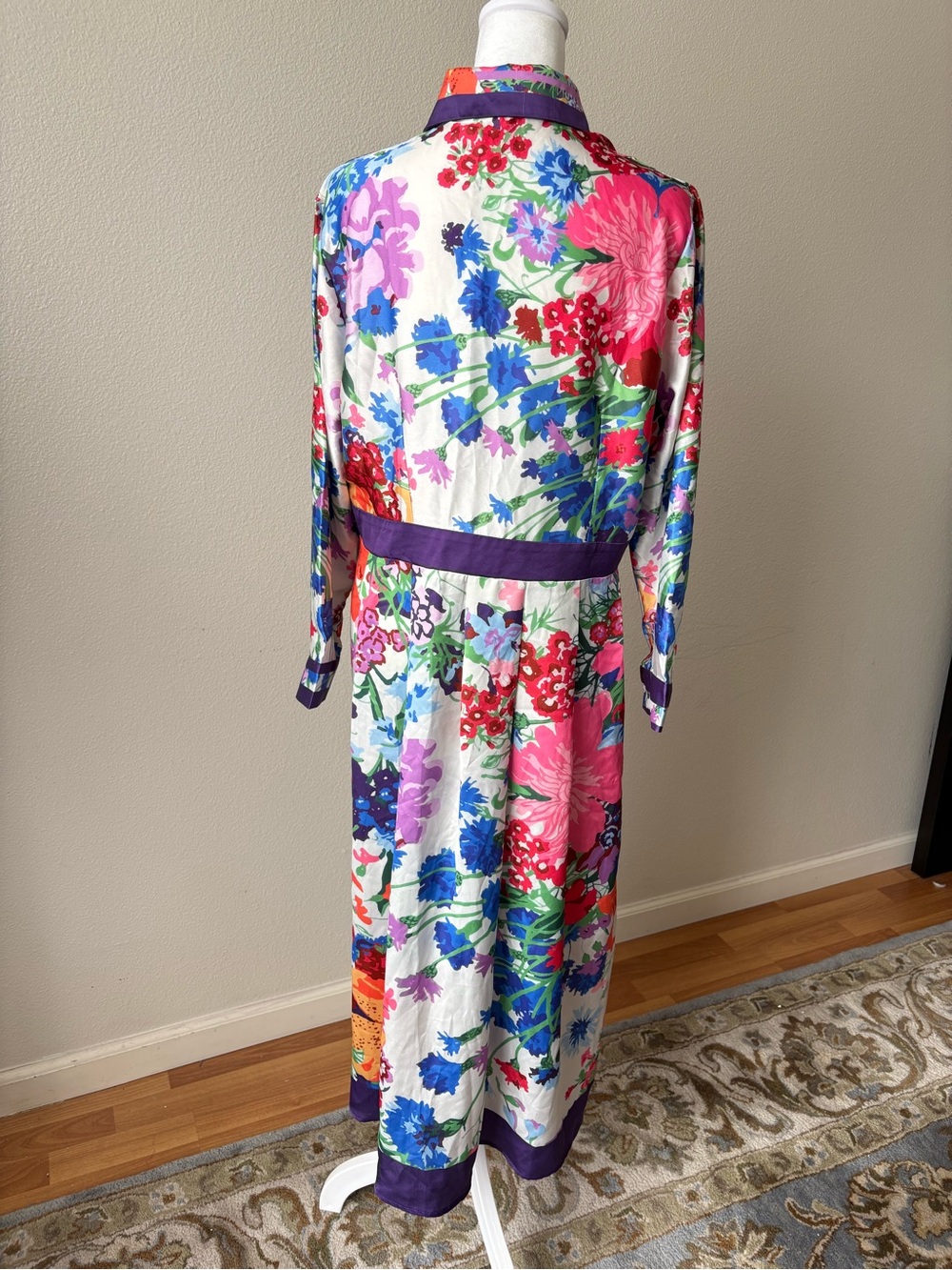 Dalia MacPhee 3/4-Sleeve Floral Shirt Dress Size L NWOT - Picture 4 of 8